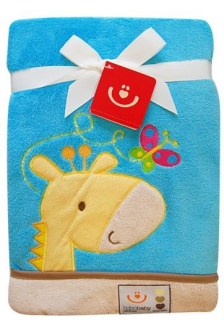 BOBOBABY Dětská deka s aplikací ŽIRAFKA modrá